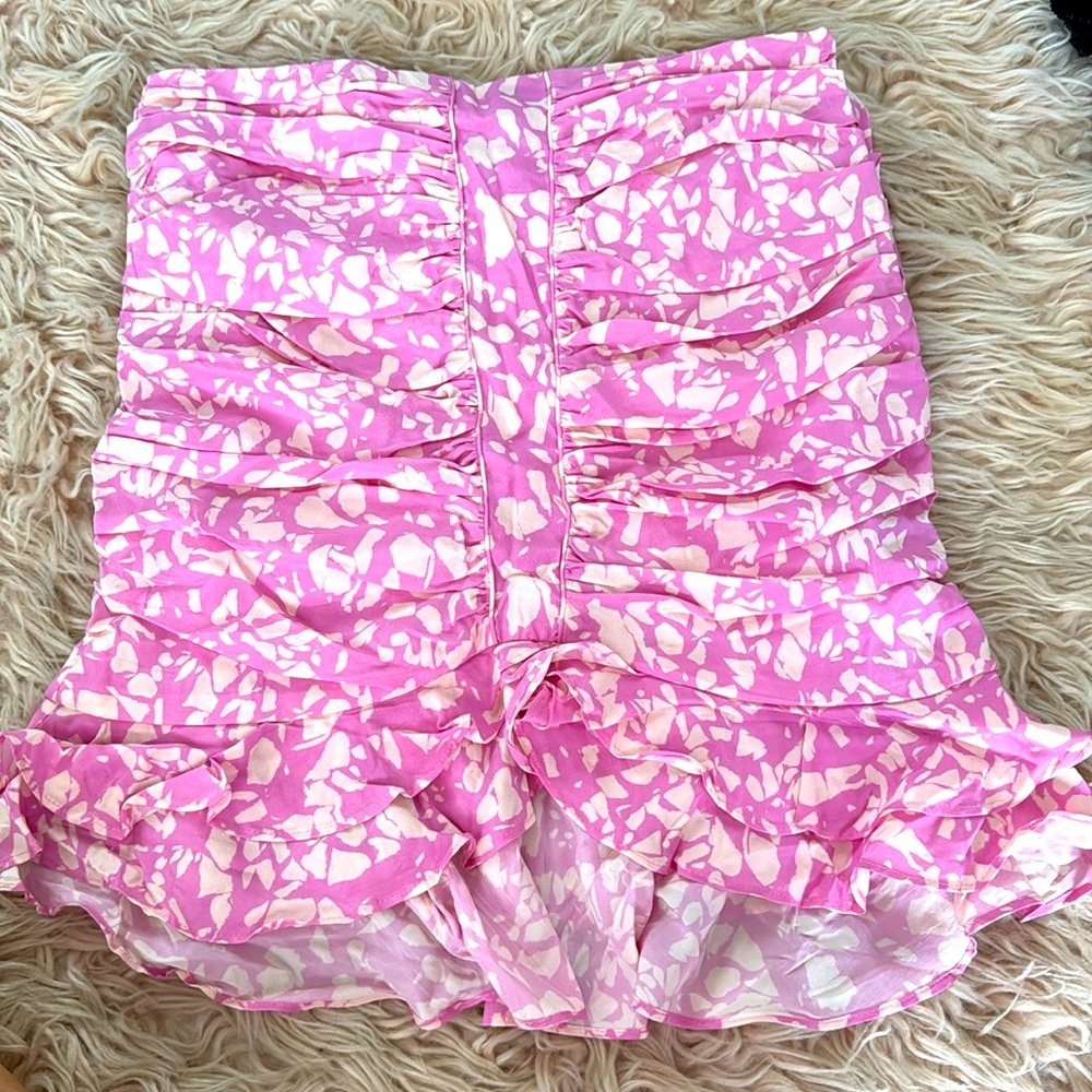 ISABEL MARANT PRINTED SILK MILENDI RUCHED SKIRT